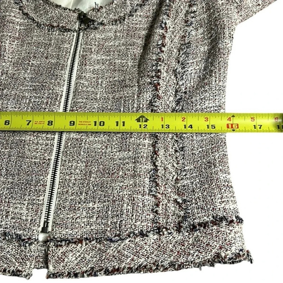 BR linen blend blazer,fray,tweed,scoop,zip,preppy clueless,academia,career,EC - Picture 11 of 14